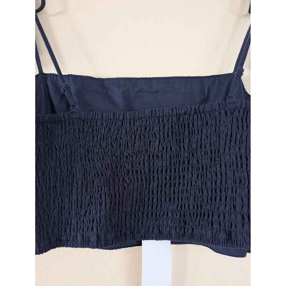 Christian Lacroix Navy Blue Linen Crochet Tassel Tie Crop Top M Festival Summer - Picture 7 of 9
